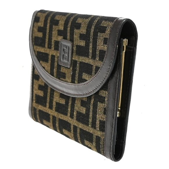 FENDI Logo Zucca Pattern Bifold Wallet Canvas Leather Brown Italy 01KA823 - Picture 14 of 16